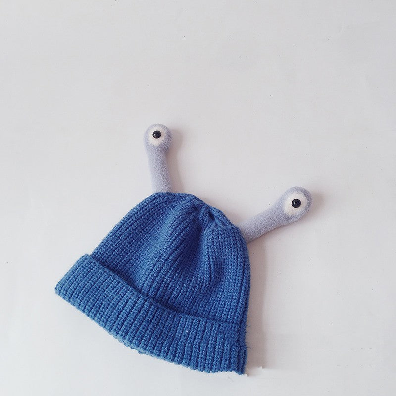 Pure Color Korean Version Ins Will Call The Frog Children's Knitted Hats