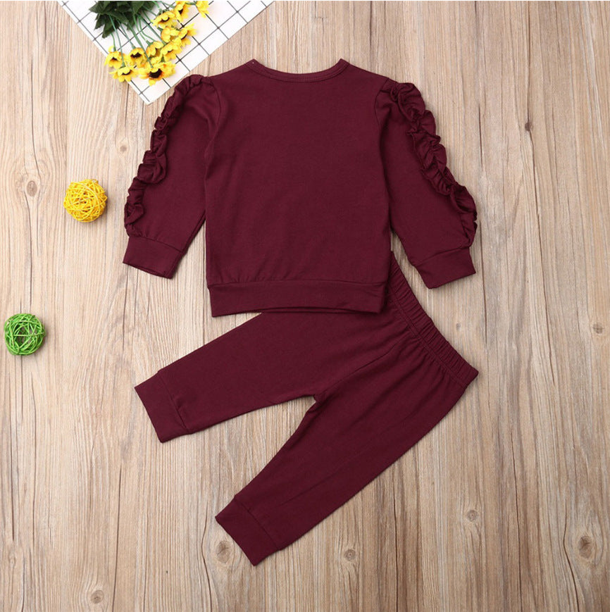 Newborn Baby Ruffles Jumper Solid Long Sleeve Sweatshirt