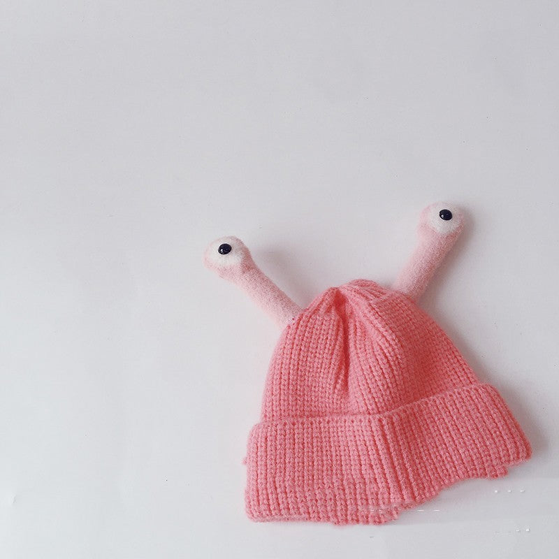 Pure Color Korean Version Ins Will Call The Frog Children's Knitted Hats