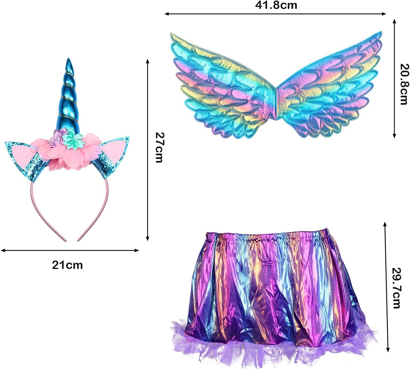 3 Piece Unicorn Princess Costume Set, Girls' Unicorn Headband