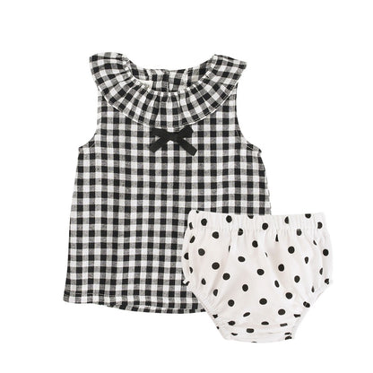 Korean Version Of Childrens Clothing Summer Ins Plaid Dots