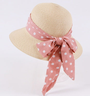 New Children's Straw Hats Leisure Ribbon Bow Hat