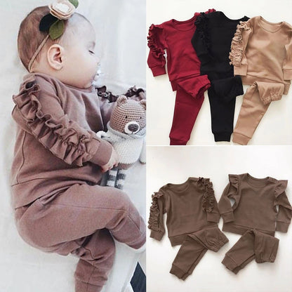 Newborn Baby  Ruffles Jumper Solid Long Sleeve Sweatshirt