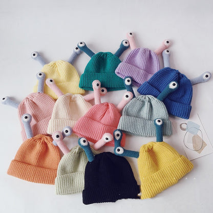 Pure Color Korean Version Ins Will Call The Frog Children's Knitted Hats