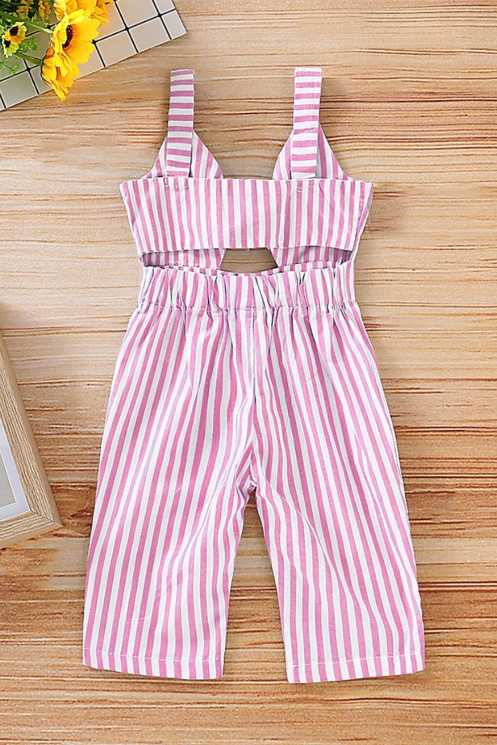 Kids Striped Cutout Sleeveless Jumpsuit