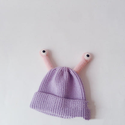 Pure Color Korean Version Ins Will Call The Frog Children's Knitted Hats