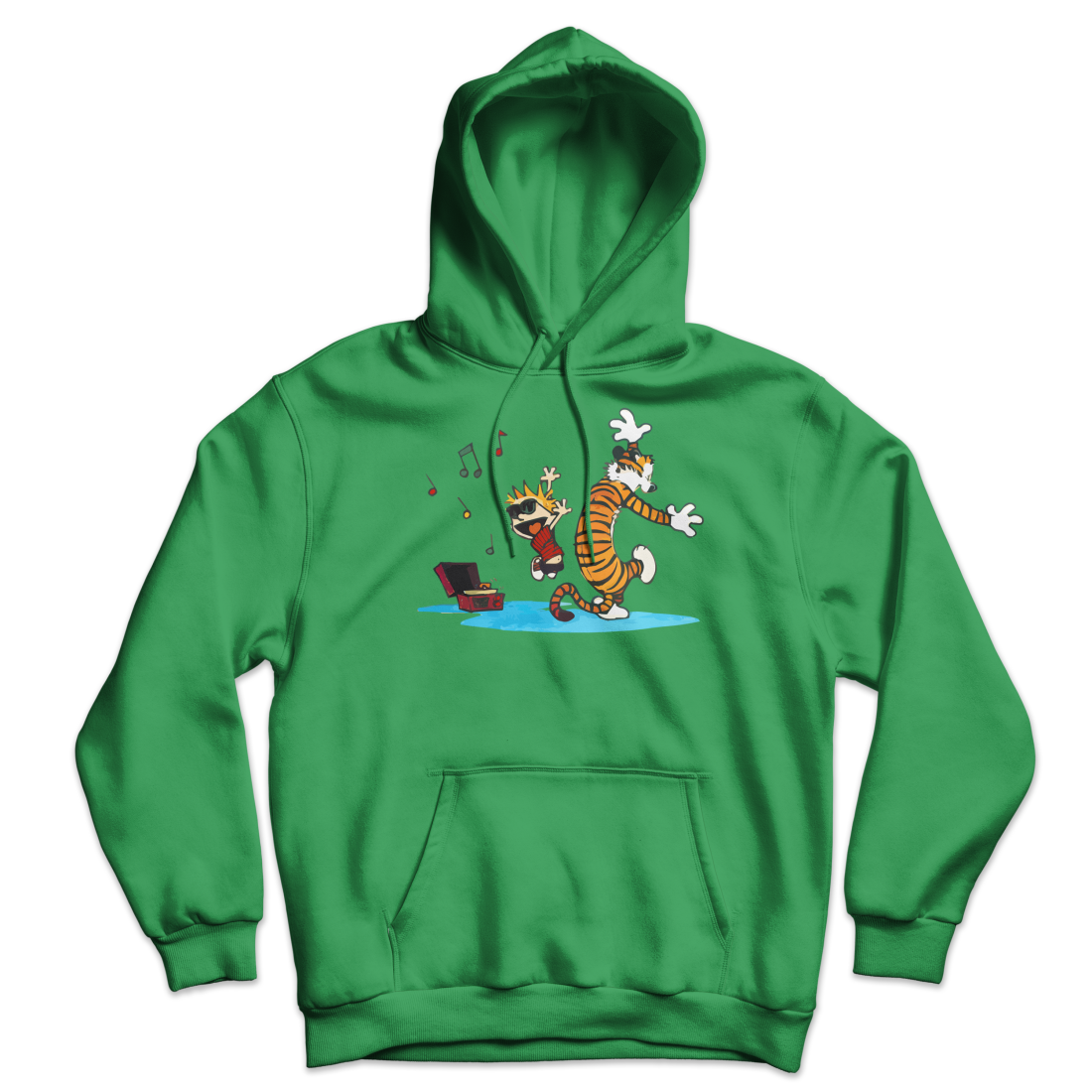 Calvin and Hobbes Dancing with Record Player Unisex Hoodie