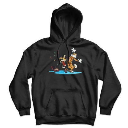 Calvin and Hobbes Dancing with Record Player Unisex Hoodie