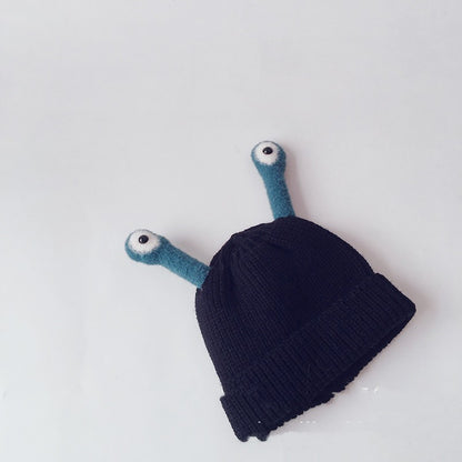 Pure Color Korean Version Ins Will Call The Frog Children's Knitted Hats