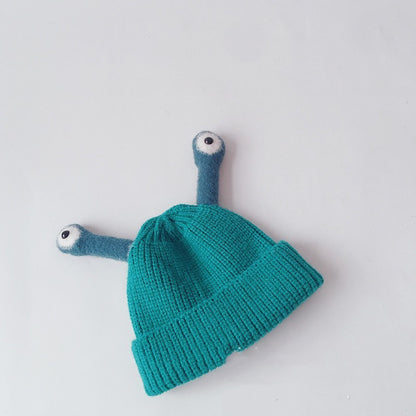 Pure Color Korean Version Ins Will Call The Frog Children's Knitted Hats