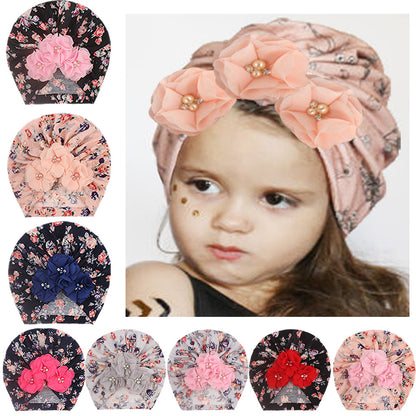 Baby Girl Hats Flowers Turban Beanie Hat Cap