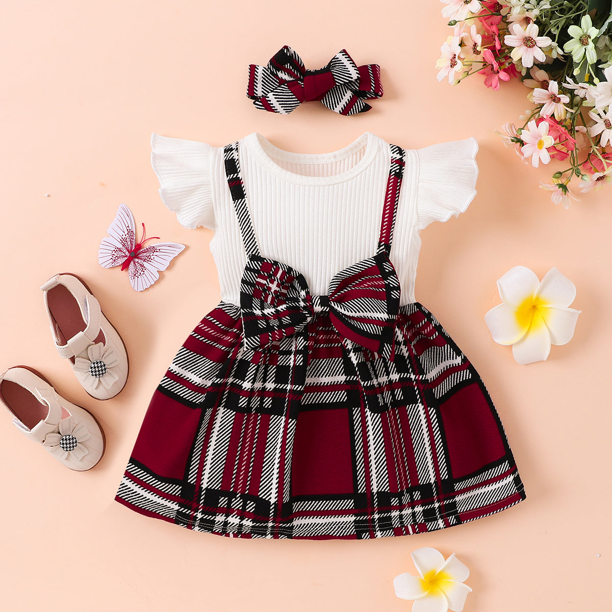 Plaid Print Bow Detail Dress