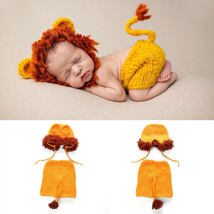 Knitting Baby Wool Hats Pants Cute Cartoon Animal Set