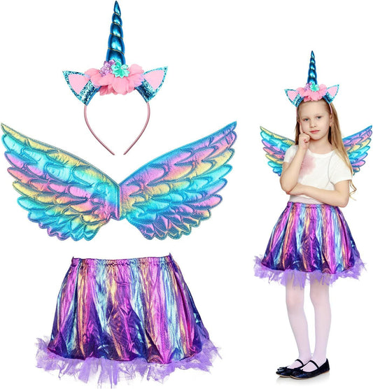 3 Piece Unicorn Princess Costume Set, Girls' Unicorn Headband