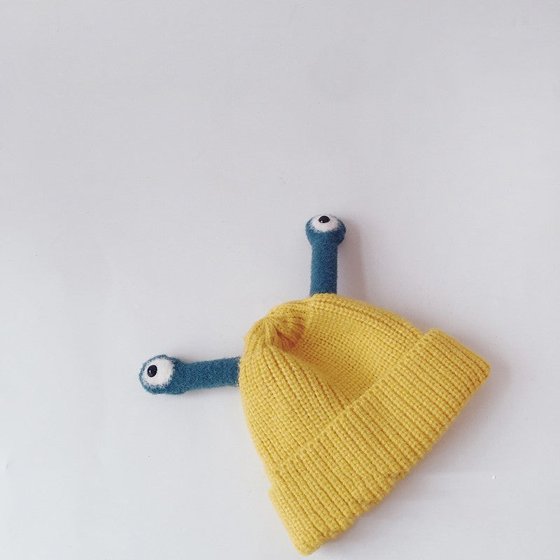 Pure Color Korean Version Ins Will Call The Frog Children's Knitted Hats